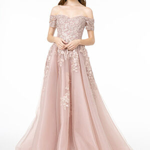 NEW MAUVE COLOR A-Line Long Dress With V-Back GSGL2885